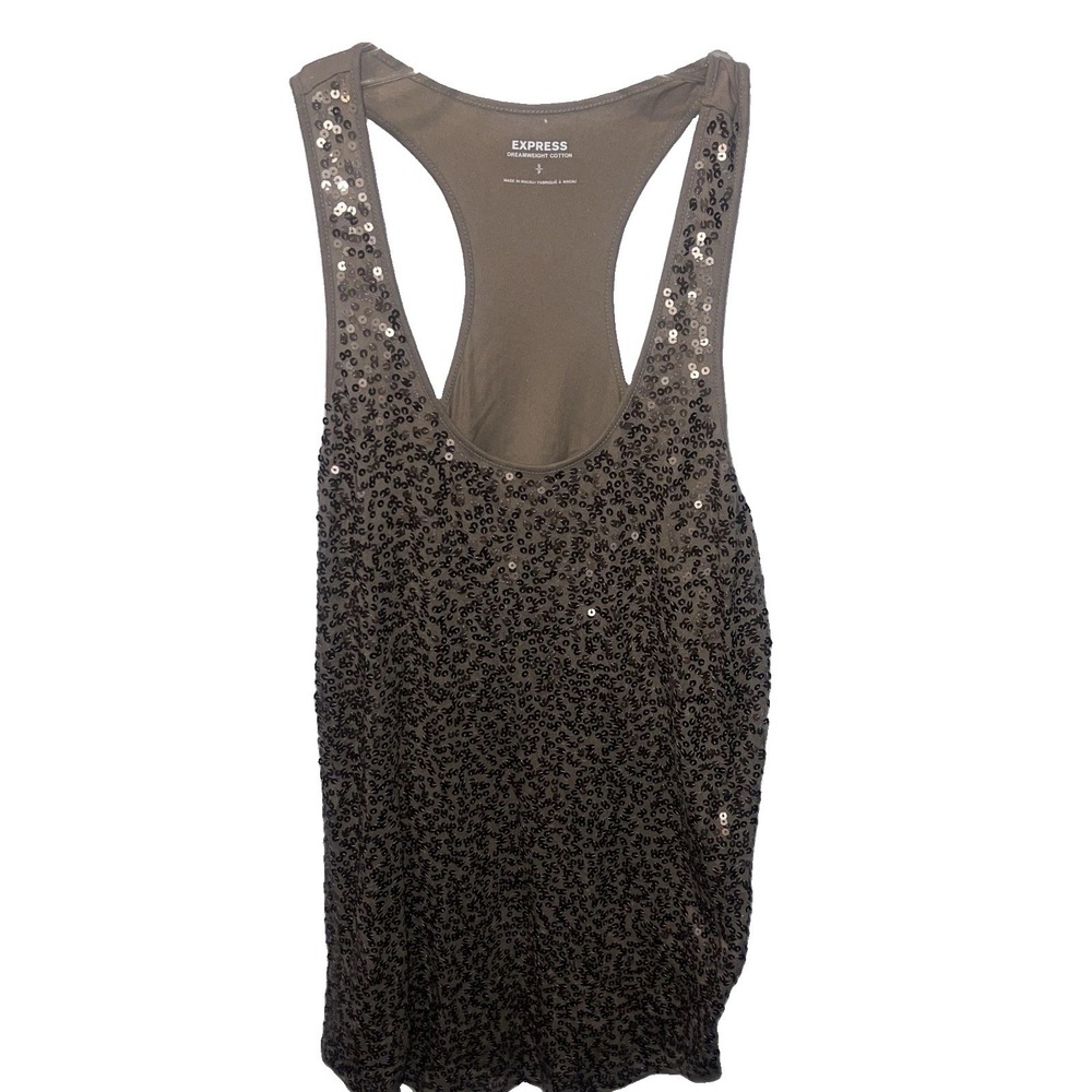 Express Tank Top Racerback Women's Small Sequin Brown/bronze Clubwear Festival